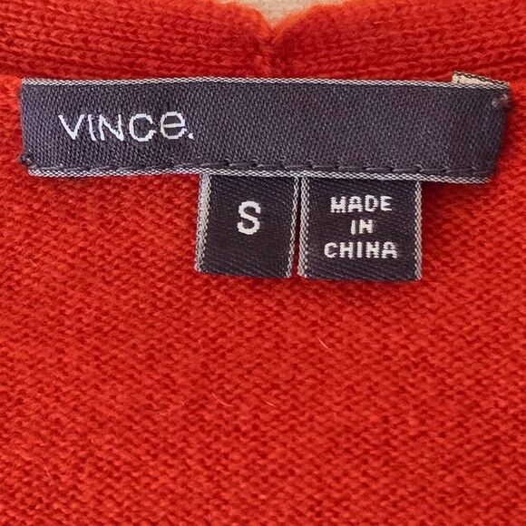 Vince Womens Orange V Neck Pullover Cashmere Sweater Size Small - Picture 2 of 11